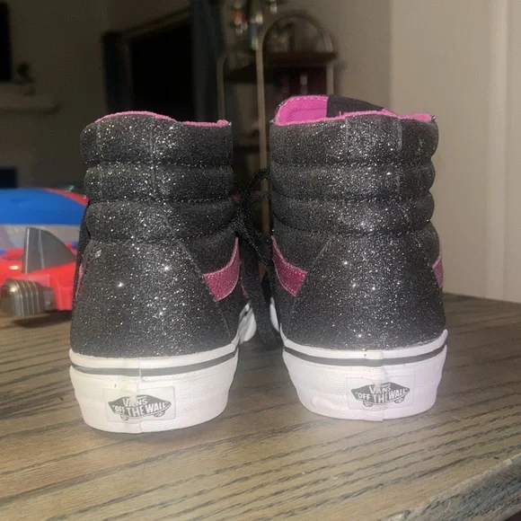 Vans SK8 Hi Glitter 2.5 Black Pink Lace Up High Top Sneaker Great condition - Picture 5 of 9